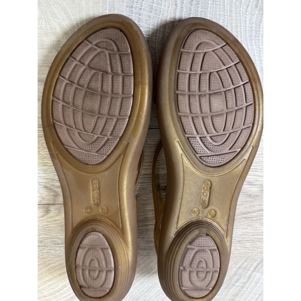 Crocs Womens Isabella Sandals 8 Bronze Gold Strappy Flat Jelly Slingback Shoes - Picture 7 of 8